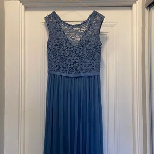 Davids Bridal Bridesmaid Dress Steel Blue